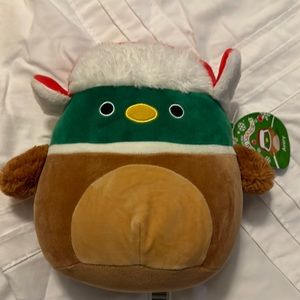 New Squishmallow Avery The Holiday 10” Mallard Duck with solid red hat